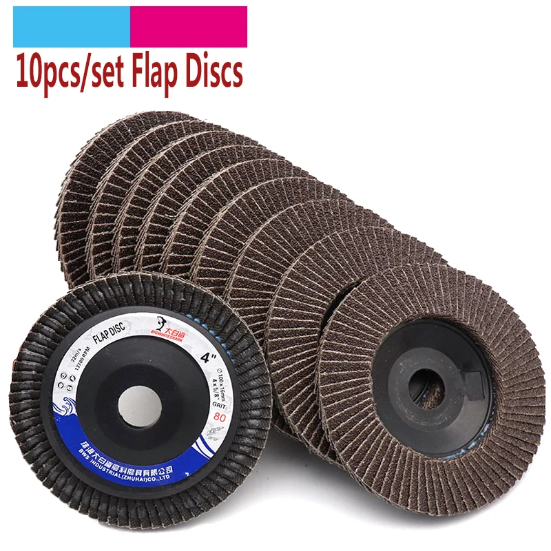 

10pcs Hole 16mm Grinding Flap Disc Wheels Sanding Discs 60 to 240 Grit For Angle Grinder Metal Plastic Wood Abrasive Tools