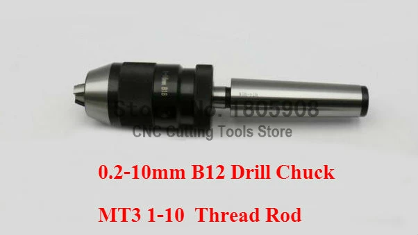 Automatic Locking Drill Chuck 0.2-10MM B12 with taper Morse Thread rod MT3 1-10,machine center, milling machine,drilling machine