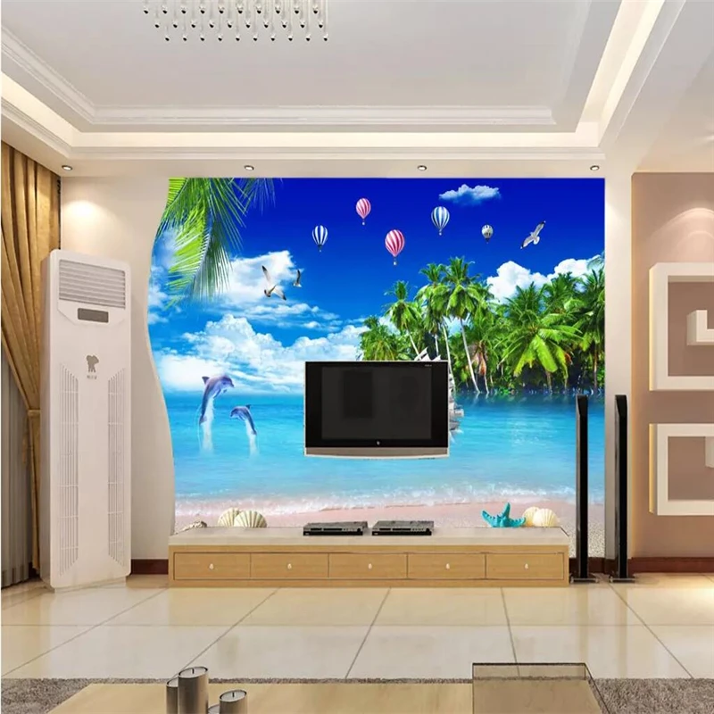 Beibehang personalizado foto papel de parede mural seascape coqueiro árvore tv fundo papéis decoração da sua casa infantil