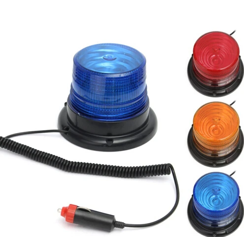 12V 10W LED Car Truck Magnetic Warning Light Flash Beacon Strobe Emergency Lamp Blue Yellow Red