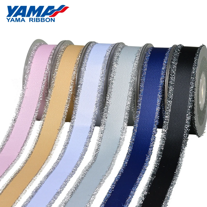 YAMA 16mm 25mm 38mm Fashion Silver Purl Grosgrain Fringe Golden Ribbon 6 Colors 100Yards/Roll Craft Diy Packing Gifts Wedding