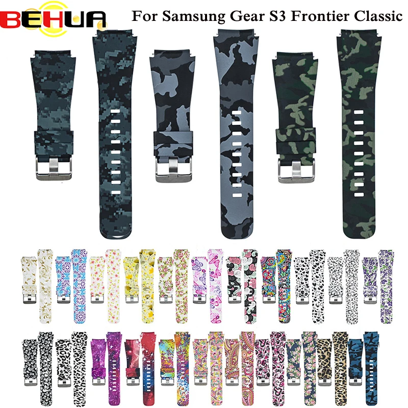 Colorful Printing Pattern Silicone Watch Band for Samsung Gear S3 Frontier Strap Classic Smart Watch Bracelet New 22mm Wristband