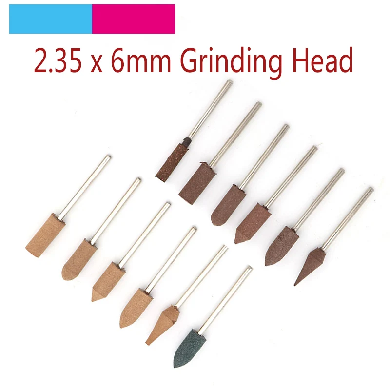 

10pcs Sesame/Rubber/Cowhide Abrasive Grinding Head 2.35mm Shank for Metal Rust Removal Jade Mold Fine polishing Rotary Tools