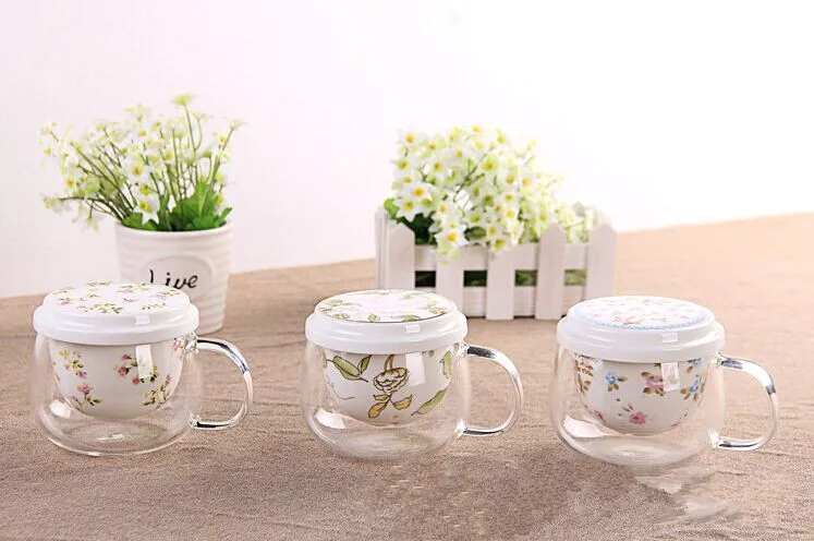 

1PC Heat Resistant Glass Teapot Pottery with Removable Porcelain Infuser Coffee Cup Loose Leaf Teapots Ceramic Teapot JM 005