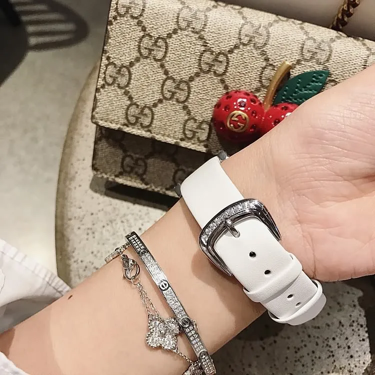 2019 Роскошные Дизайнерские Брендовые Часы ведущей марки, женские наручные часы с кожаным ремешком, латунный чехол, женские кварцевые часы в римском