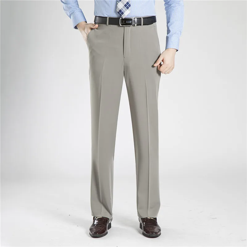 ICPANS-pantalones de negocios para hombre, traje Formal de verano, pantalones de algodón para oficina, Pantalones rectos sueltos, talla grande 40 42