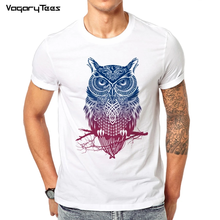 Newest 2022 men\'s fashion short sleeve night warrior owl printed t-shirts funny Tattoo tee shirts Hipster O-neck popular tops