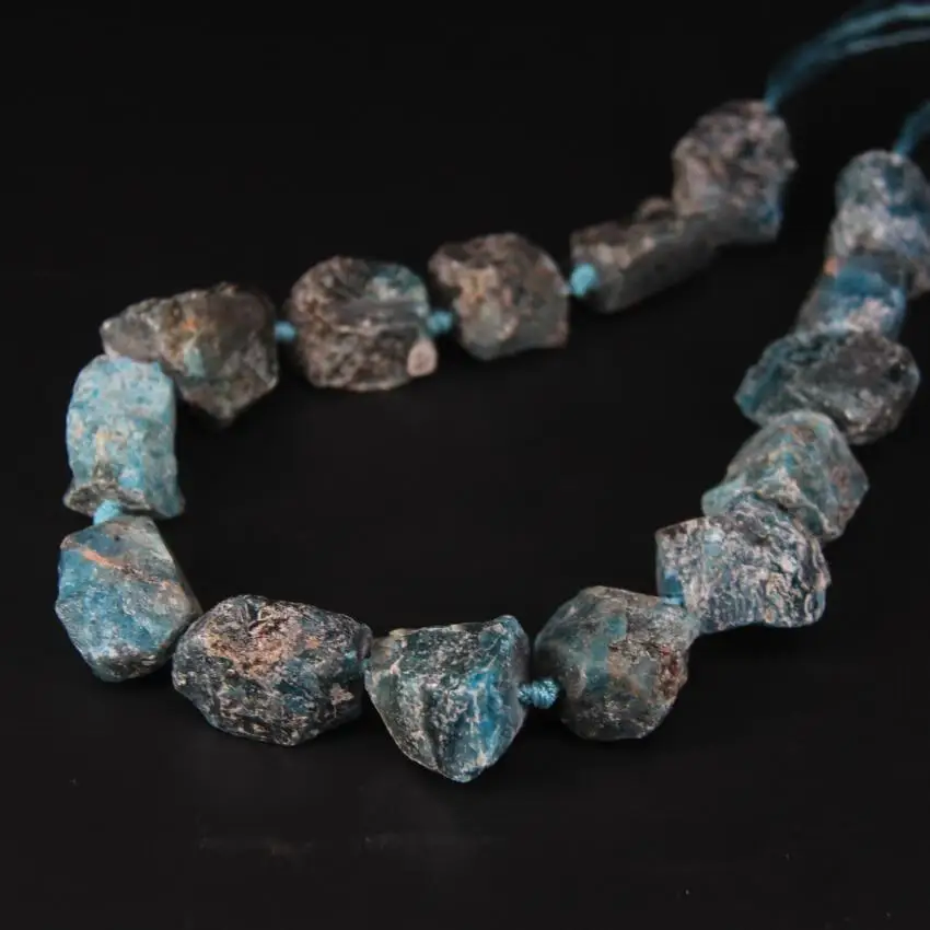 

15.5"/strand Natural Rough Apatite Freeform Cut Nugget Gravel Loose Beads,Raw Blue Quartz Crystal Stone Chips For Jewelry Making