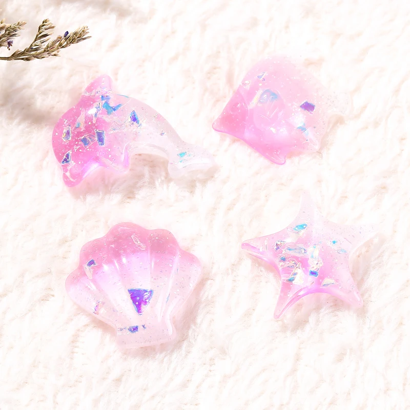 20Pcs/Lot Flatback Resin Ocean Series  Charms  for Earrings Pendant Jewelry  Diy Making