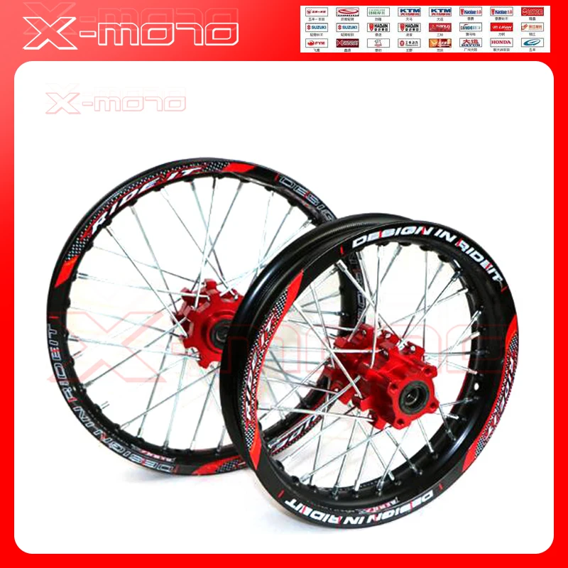 15mm Front 1.60-14 Rear 1.85-12 inch Alloy Wheel Rim with CNC Hub For KAYO HR-160cc TY150CC Dirt Pit bike 12/14 inch Black wheel