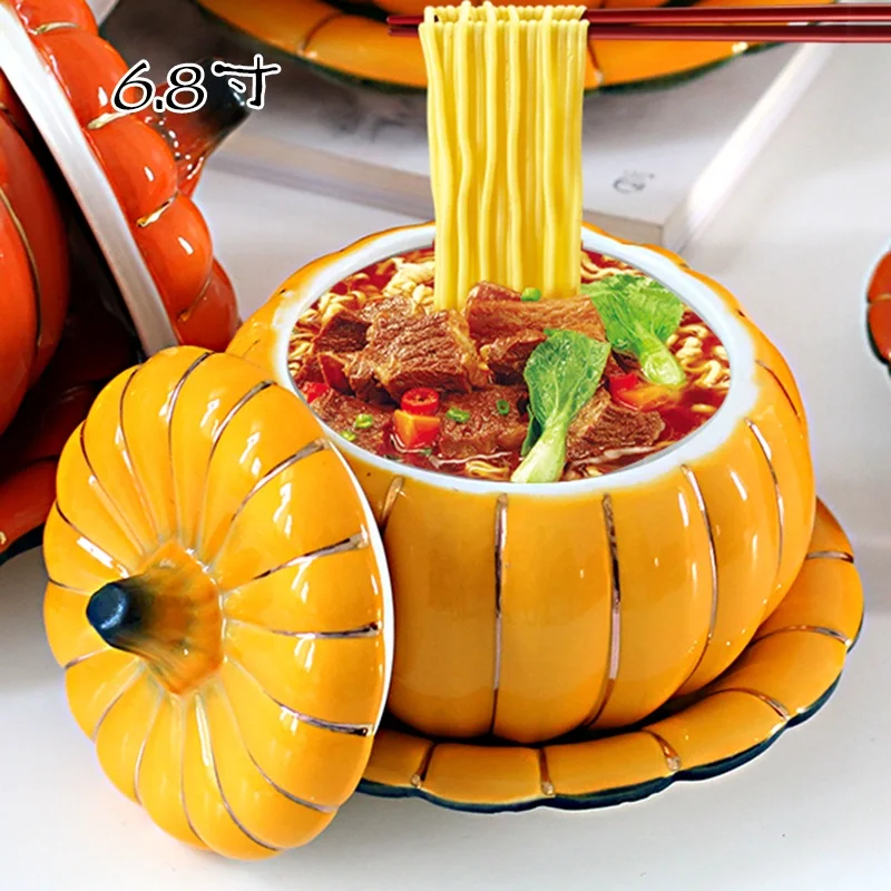 

sugar bowls Ceramic desserts pumpkin bowls water stewed cups soup bowls students' instant noodles bowls hotel christmas