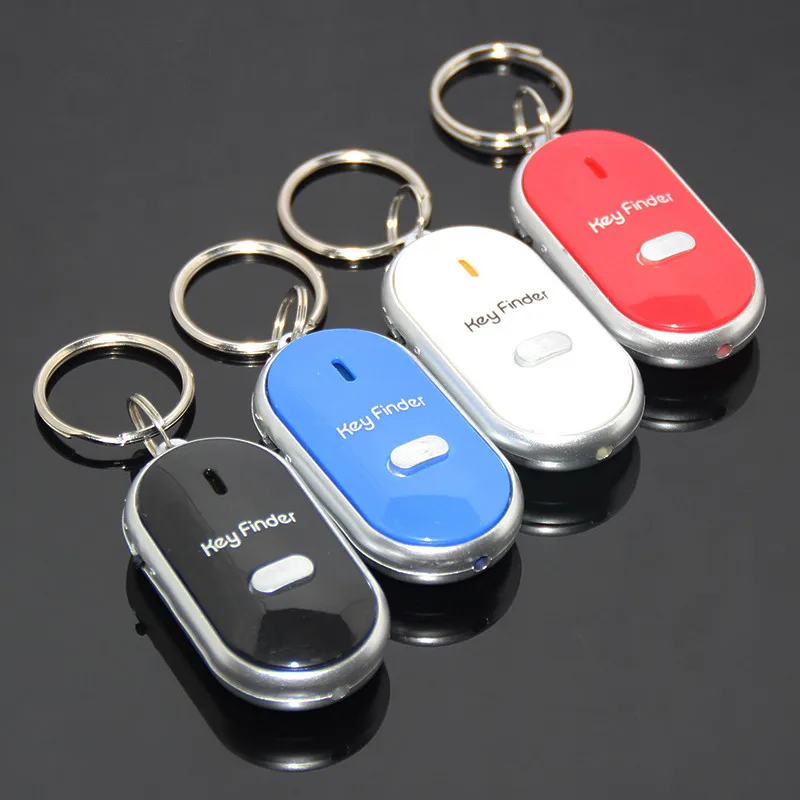 RMLKS LED Light Key Finder Find Lost keychain Whistle Sound Control Key chain keyring Gift Color Random