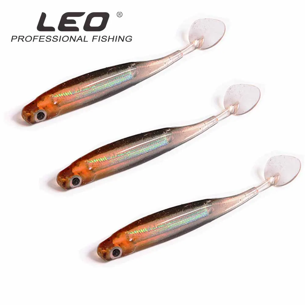 LEO 27657 3pcs/lot Fishing Lures Reflective Soft silica gel Swinging Tail 10cm/4.8g Swim baits Fishing Bait 2 Colors Optional