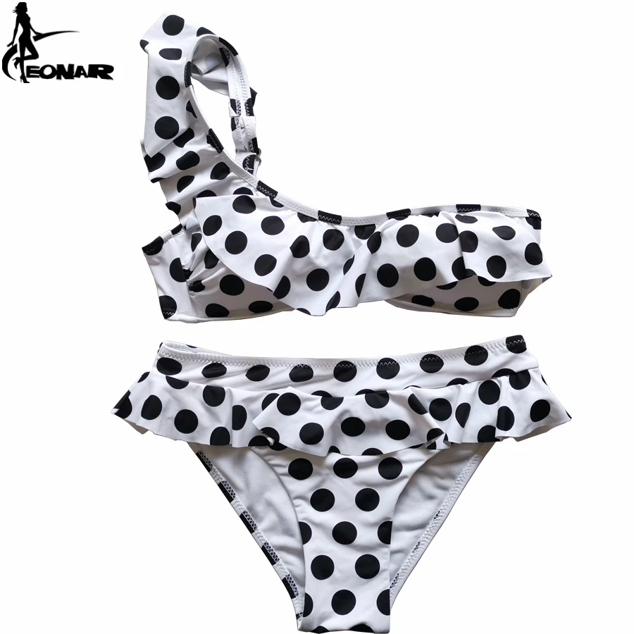 EONAR-Conjunto de bikini con volantes para mujer, traje de baño de un hombro, traje de baño brasileño de realce, trajes de baño bandeau, conjuntos