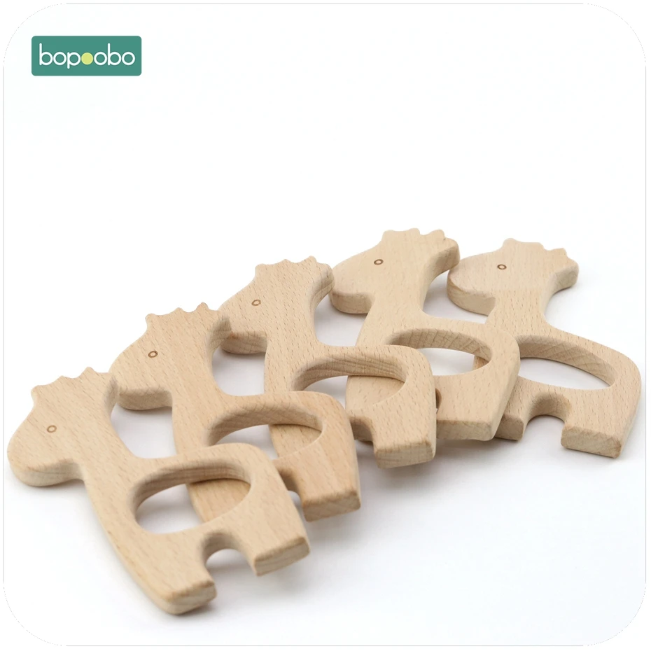 Bopoobo DIY Jewelry Accessories 1pc Beech Wooden Giraffe Sensory Chewing Toy Baby Nursing Teething Necklace Pendant Baby Teether