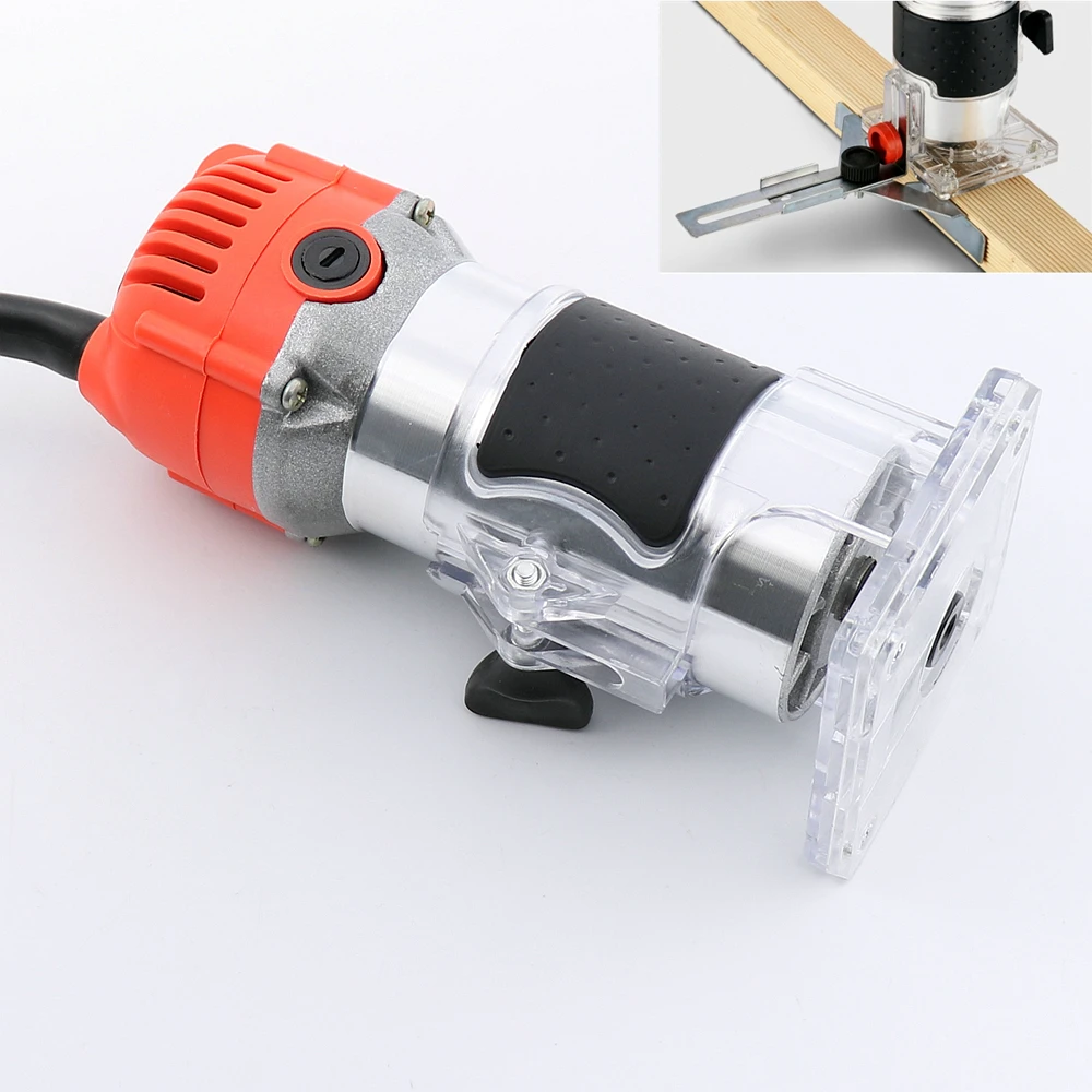 220V Wood Trim Router 6.35mm Collect Diameter Electric Hand Trimmer Woodworking Laminate Palm Router Joiner Tool