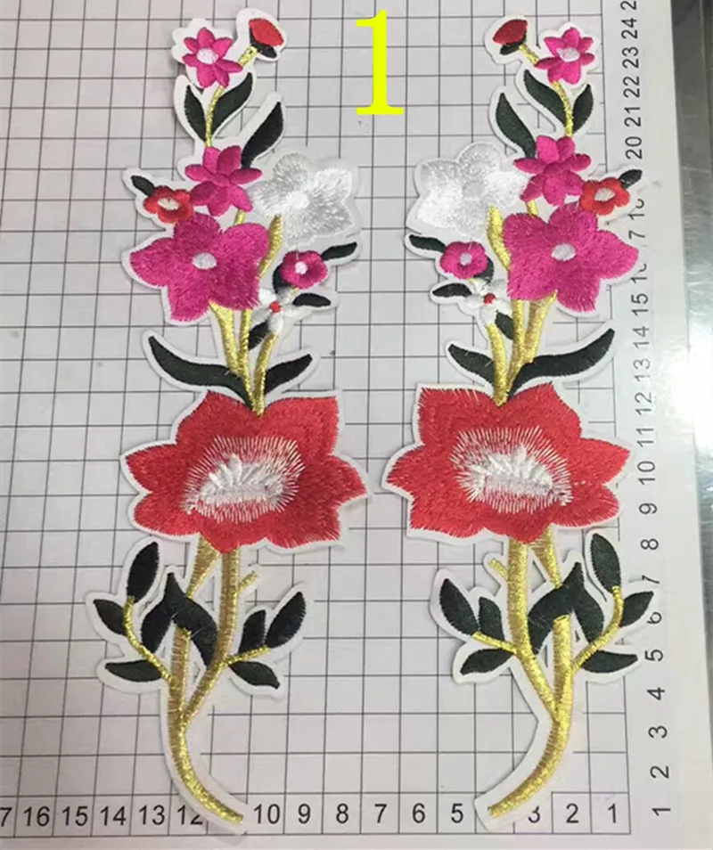 

Dyed polyester yarn embroidery flower sew-on mirrored patches, BAG, CLOTHES, SHOES colorful patches,WW170721A