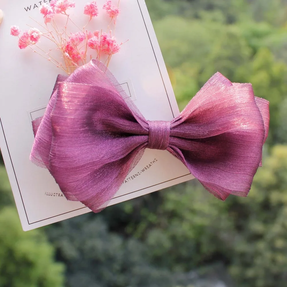 Wholesale Boutique 20pcs Fashion Cute Gauze Bow Hair Clips Solid Color Bowknot Hairpins Princess Headwear Hair Accessories