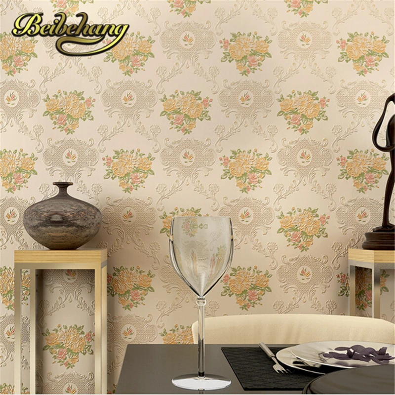 beibehang papel de parede3d Non-woven wall paper simple warm flower garden bedroom living room  backdrop wallpaper adesivo