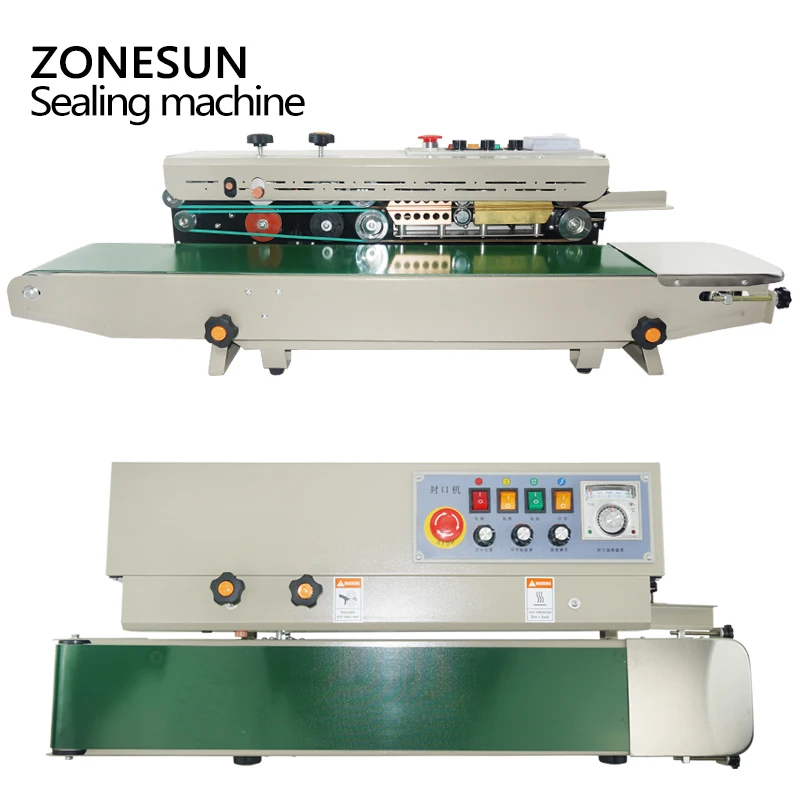 ZONESUN Plastic Bag Soild Ink Continuous Band Sealer Sealing Machine 1000, Expanded Food Band Sealer