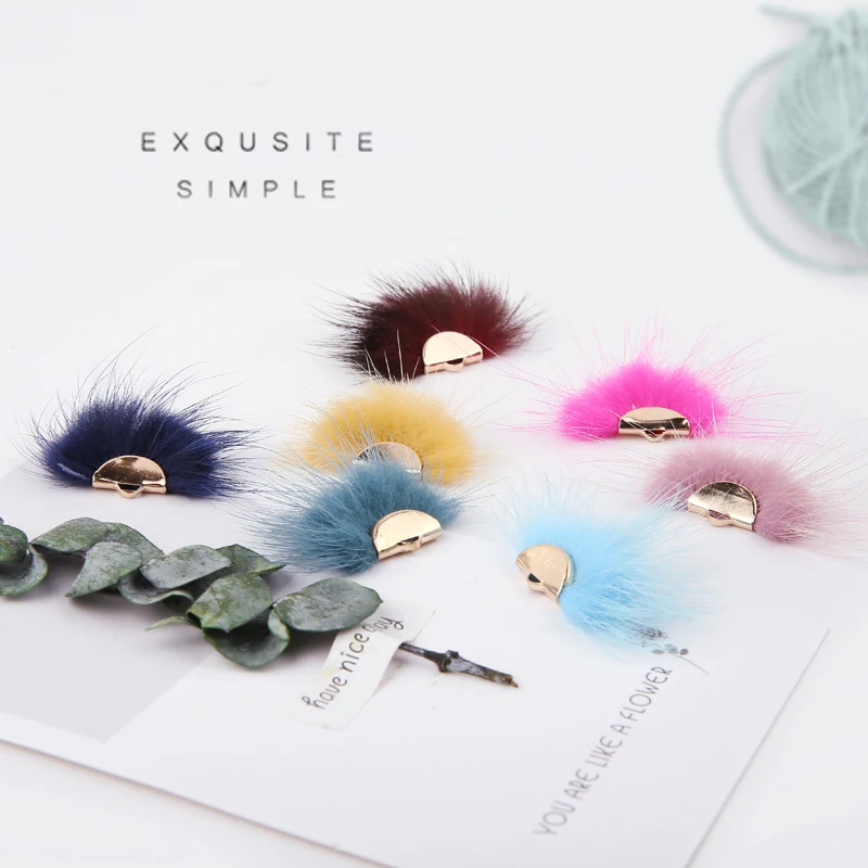 10pcs/lot  winter multi colored mink hair pendant earrings pendant material DIY hand made accessories