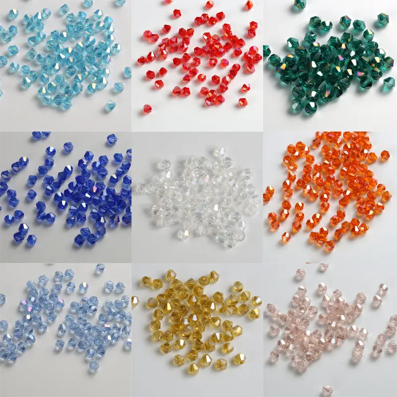 4MM Bicone crystal loose beads supply AB color plating, bracelet Jewelry Clothing Making 100pcs Plus 100pcs