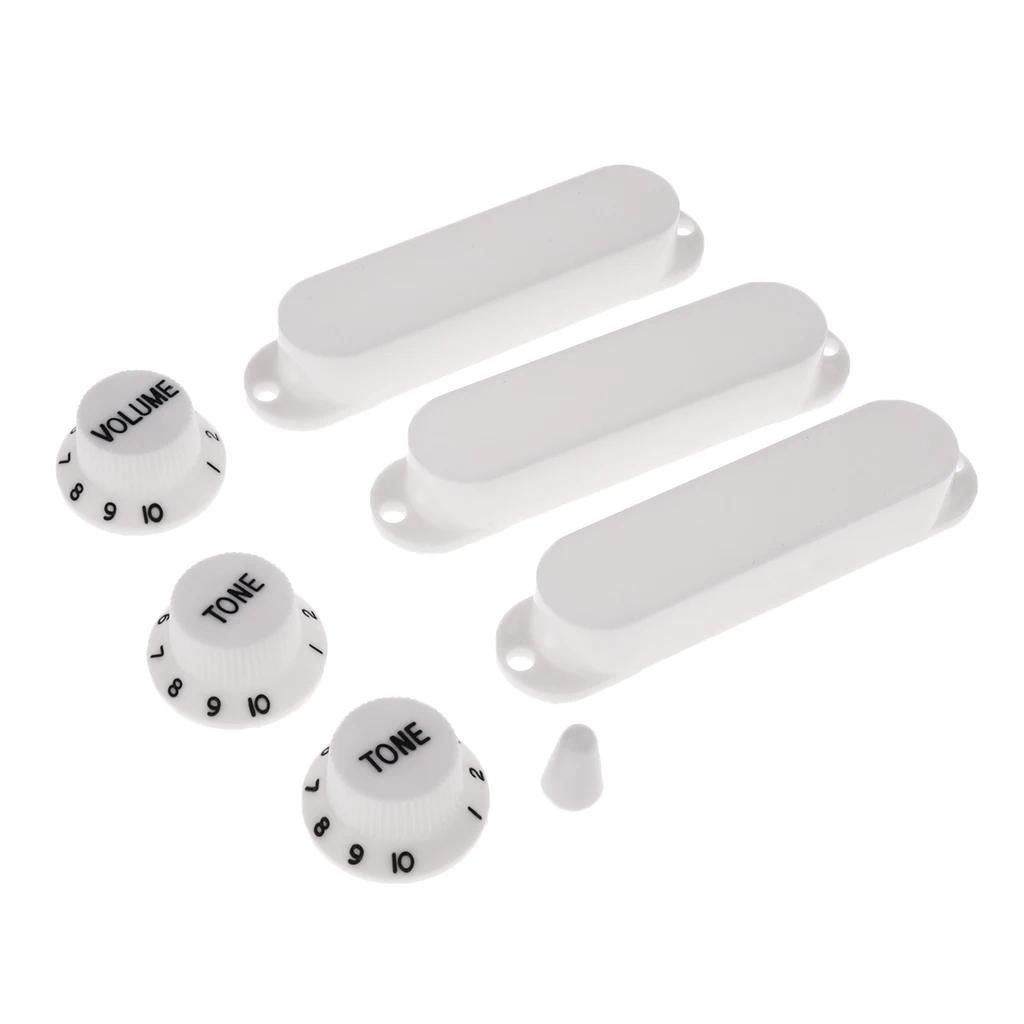 1 Set Plastic Closed Single Coil Pickup Cover with Volume Tone  Crontrol Knob Switch Tip for Electric Guitar Parts