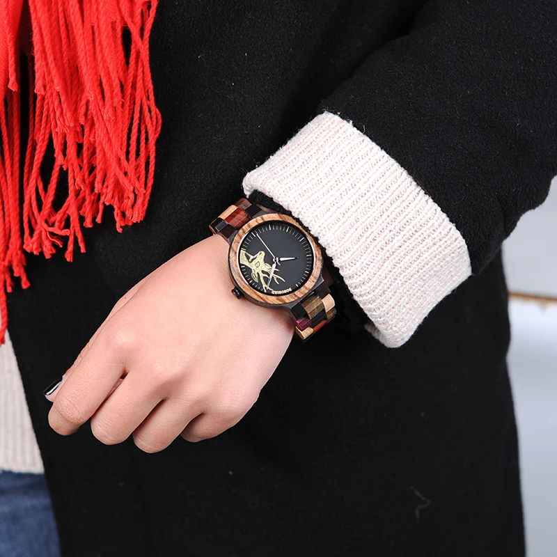 montre femme BOBO BIRD Wooden Women Watches Bracelet Set High Quality Japan Movement Quartz Watch in Wood Box reloj mujer