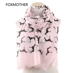 FOXMOTHER New Fashion Scarves Spring Summer Pink White Doberman Dog Animal Printed Scarf For Dog Lover Mom Gifts Dropshipping