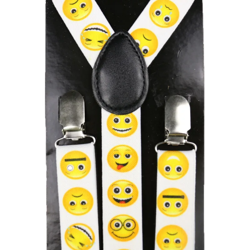 Winfox moda amarelo sorriso rosto suspensórios para mulheres homens preto branco 2.5cm de largura suspensórios elásticos suspensorio