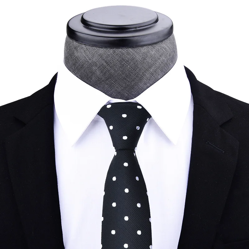 1Piece Korean British Style 5cm Neck Tie Slim Narrow Casual Dot Striped Party Club Salon Pub For Men Women Groom Waiter Waitress