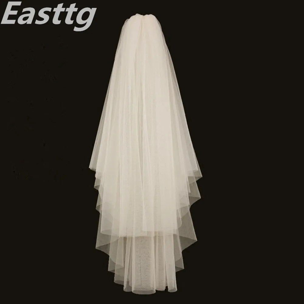 White Ivory Elegant Bridal Veils 2 layers With Comb Cut Edge Soft net Wedding Veil Wedding Accessories Veu de Noiva