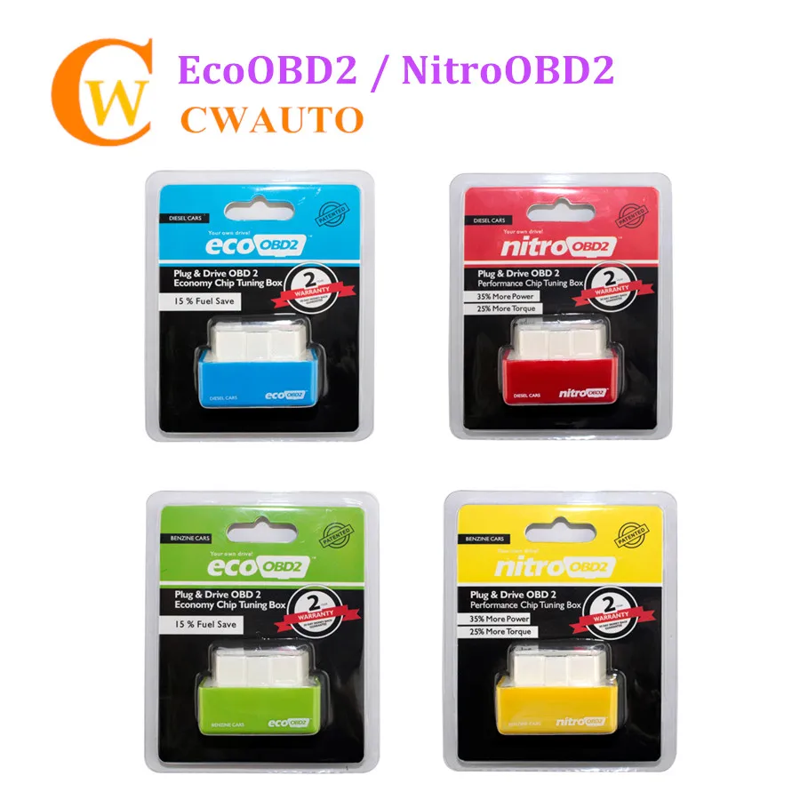 Plug and Drive NitroOBD2 EcoOBD2 Performance Chip Tuning Box for Benzine Diesel Cars