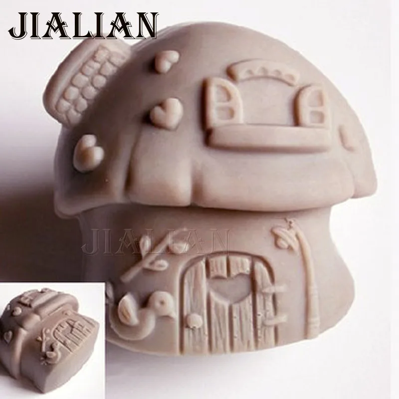 3D Mushroom Birdie house Fondant chocolate silicone mold for cake decorating tools Candle Moulds handmade soap mold T0938