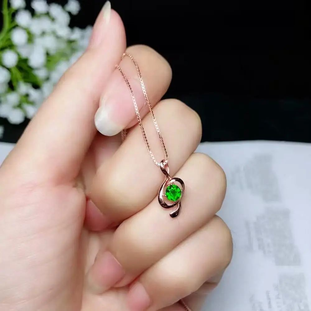 music note  clear green diopside pendant for necklace for women jewelry real 925 silver gold plated natural gem  girl gift