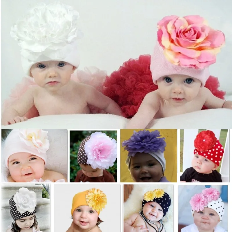 2020 Spring Baby Hats Newborn Caps Big Flower Girls Beanies All for kids clothes and accessories Newborn Beanies Cap Bonnet