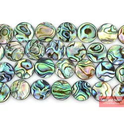 High Quality Natural Peacock Blue Abalone Shell Flat Coin Beads 10-15mm for Bracelet Necklace Making SFCB01