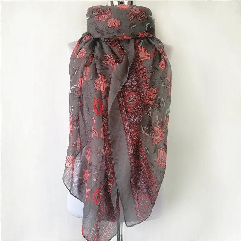 10 pcs/lot New Fashion floral print Scarf Leaves Scarf  hot sale women Scarves bandana flower lady\'s long scarf