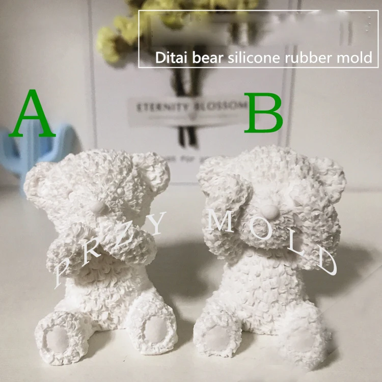 

PRZY Mold Silicone Solid Aroma Gypsum Mold Teddy Bear Molds Cover Eyes And Mouth Bears Shape Mould Silica Gel Silicone Rubber