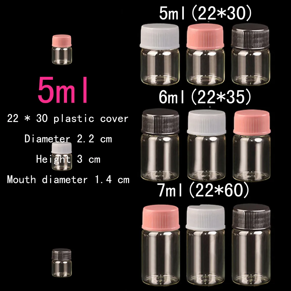 

wholesale 200pcs/lot 5ml (22*30*14mm) Diameter 22 mm transparent plastic cover glass bottle ,wishing bottle