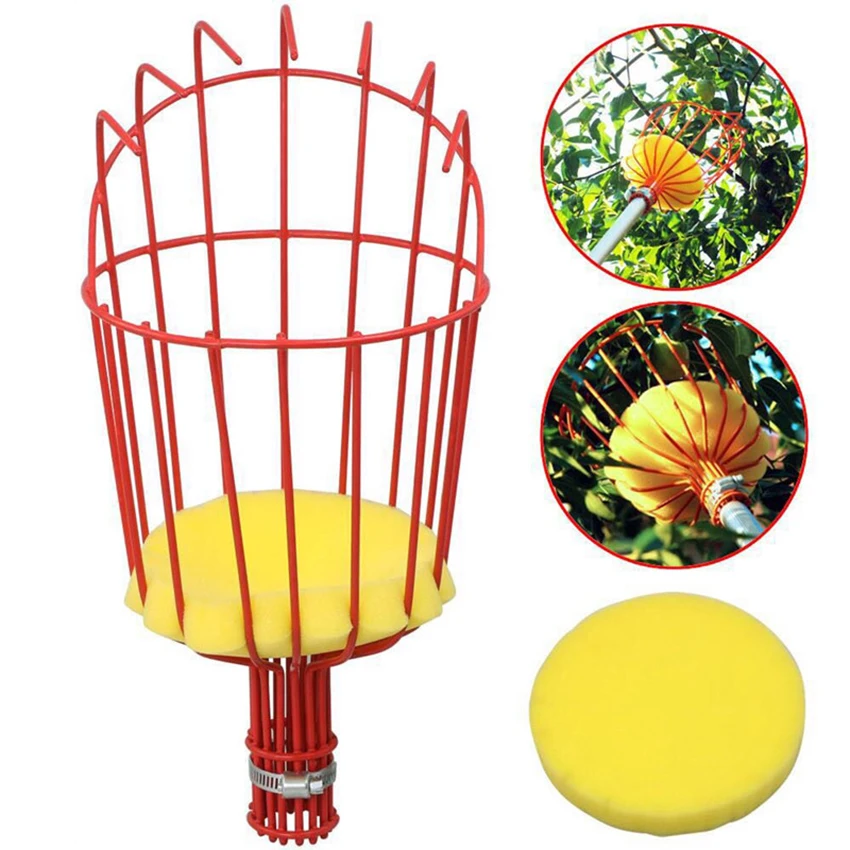 Accesorios de jardín, cesta profunda de aluminio para recoger frutas, práctico recolector de frutas hortícola, jardinería, manzana, melocotón, herramientas de recolección