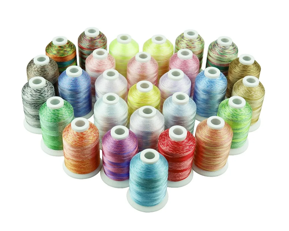 10 Mixed/ variegated colors machine embroidery thread 1000m/cone suitable for most home embroidery machines