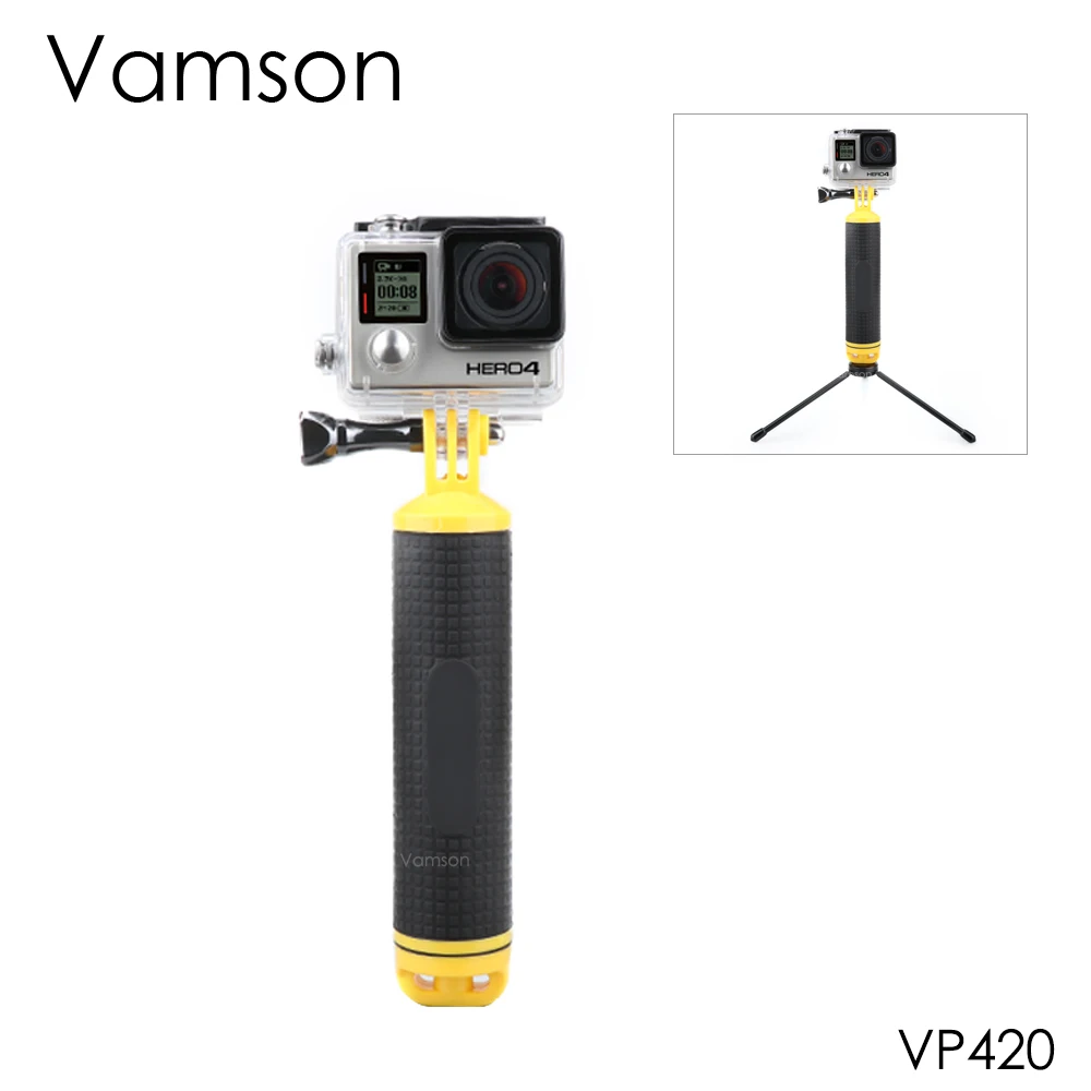 Vamson for go pro Hero 12 11 10 9 8 7 6 5 Black Waterproof Floating Hand Grip Buoyancy Rod Pole for DJI Action 3 2 for SJCAM