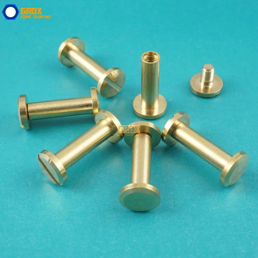 

50 Set 8*14mm Solid Brass Rivet Chicago Screw for Leather Craft Belt Wallet / Flat