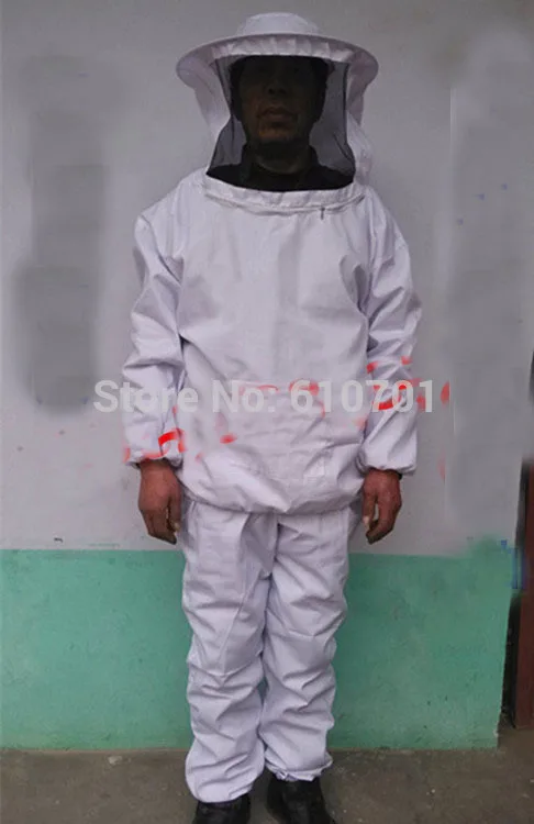 Beekeeping Full Suit with Veil /Jacket and Pants Smock Bee Suit Equip White