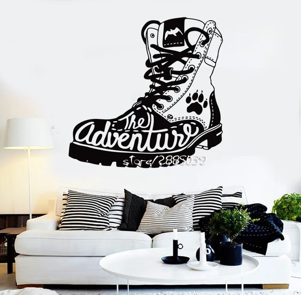 Adventure Boot Tourist Travel Wall Stickers Nontoxic PVC Waterproof Wall Decal Home Decor Available In Different Colors SA875