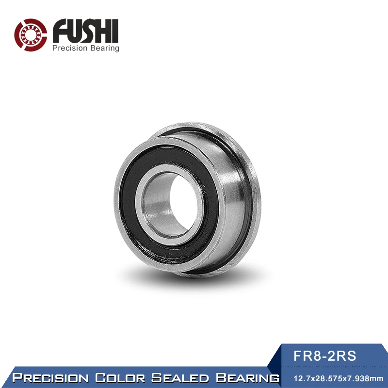 

FR8-2RS Bearing 12.7x28.575x7.938mm ( 10 PCS ) ABEC-1 Miniature Flanged FR8RS Ball Bearings RI-1218RS