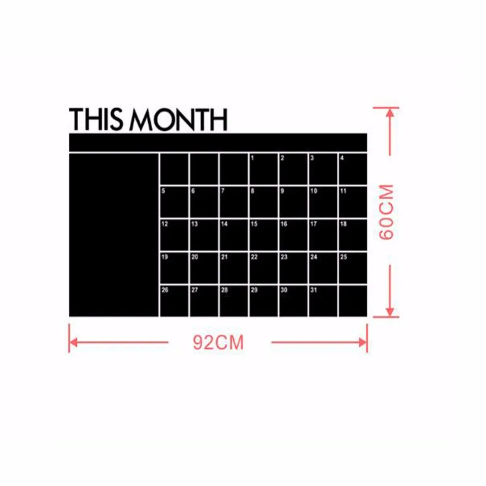 pacote criativo removivel 60cmx92cm mes calendario plaina quadro negro para papelaria escolar escritorio casa unidade 01