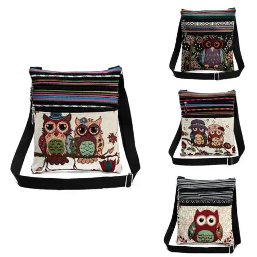 Retro Owl Print Diagonal Package Shoulder Bags Travel Organizer Ladies Floral Backpacks Mini Packet Clutch Messenger Bags Pouch