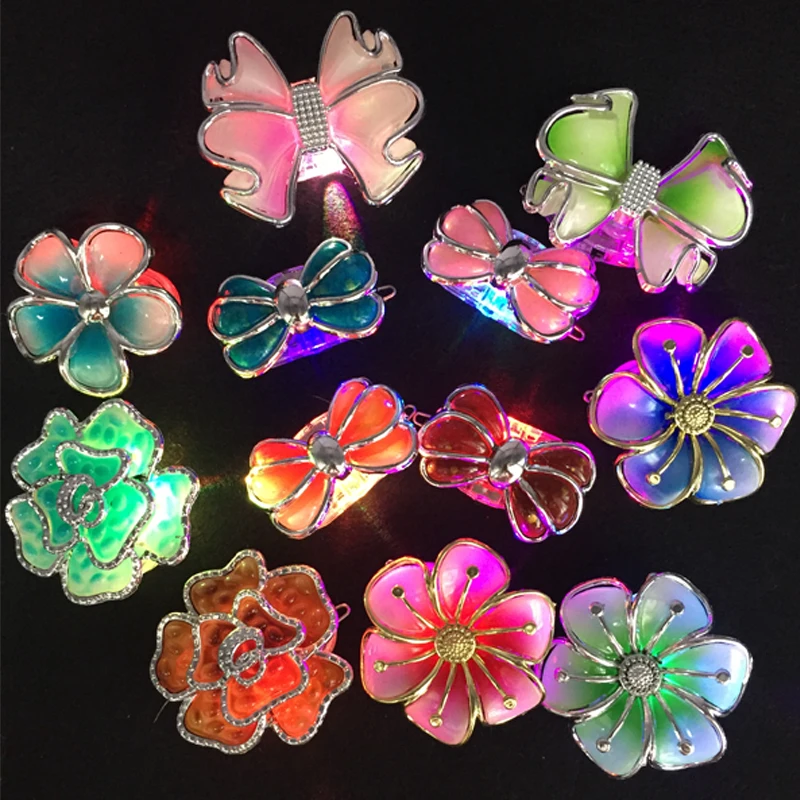 

100pcs Colorful Flash Led Head Flower Light Emitting Clip Hairpin Decoration For Party Christmas Supplies Headdress Accessory